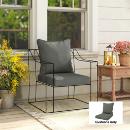 Outsunny Replacement Cushion Set, 1-Piece Back and Seat Pillow for Patio Chair, Indoor Outdoor Use, Charcoal Grey - Aosom UK - thumbnail 2