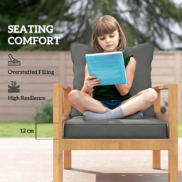 Outsunny Replacement Cushion Set, 1-Piece Back and Seat Pillow for Patio Chair, Indoor Outdoor Use, Charcoal Grey - Aosom UK - thumbnail 4