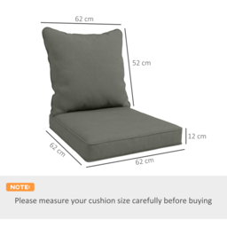 Outsunny Replacement Cushion Set, 1-Piece Back and Seat Pillow for Patio Chair, Indoor Outdoor Use, Charcoal Grey - Aosom UK - thumbnail 3