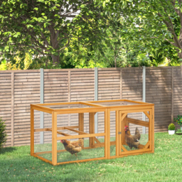 PawHut Wooden Chicken Coop with Perches, Doors, Combinable Design, for 2-4 Chickens - Natural Wood Colour - Aosom UK - thumbnail 2