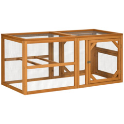 PawHut Wooden Chicken Coop with Perches, Doors, Combinable Design, for 2-4 Chickens - Natural Wood Colour - Aosom UK - thumbnail 1