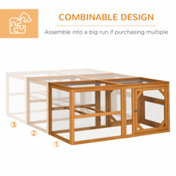 PawHut Wooden Chicken Coop with Perches, Doors, Combinable Design, for 2-4 Chickens - Natural Wood Colour - Aosom UK - thumbnail 7