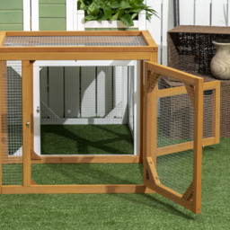 PawHut Wooden Chicken Coop with Perches, Doors, Combinable Design, for 2-4 Chickens - Natural Wood Colour - Aosom UK - thumbnail 9
