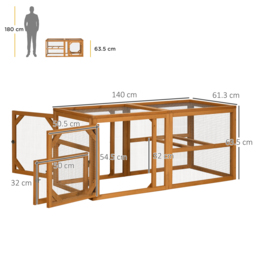 PawHut Wooden Chicken Coop with Perches, Doors, Combinable Design, for 2-4 Chickens - Natural Wood Colour - Aosom UK - thumbnail 3