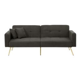 Modern Loveseat with Adjustable Backrest, Golden Legs, Side Pockets, Sherpa Fabric Convertible Sofa Bed, 176L x 64W x 75H cm, Dark Grey - Aosom.UK - thumbnail 2