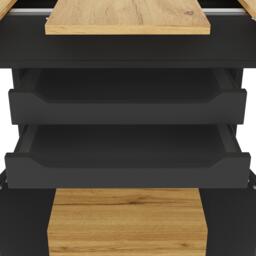 Telescopic Dining Table with Pull-Out Drawers & Integrated Cabinet, Extendable Kichen Table for 4-6 people, 110-140L x 80W x 76H cm, Black - Aosom UK - thumbnail 9