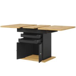 Telescopic Dining Table with Pull-Out Drawers & Integrated Cabinet, Extendable Kichen Table for 4-6 people, 110-140L x 80W x 76H cm, Black - Aosom UK - thumbnail 2