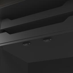 Telescopic Dining Table with Pull-Out Drawers & Integrated Cabinet, Extendable Kichen Table for 4-6 people, 110-140L x 80W x 76H cm, Black - Aosom UK - thumbnail 8