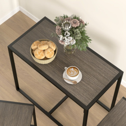 HOMCOM Dining Table and Chairs Set 2, Dining Room Sets, Rectangular Space Saving Table and 2 Chairs for Compact Kitchens, Steel Frame, Grey - thumbnail 9