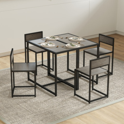 HOMCOM Dining Table and Chairs Set 2, Dining Room Sets, Rectangular Space Saving Table and 2 Chairs for Compact Kitchens, Steel Frame, Grey - thumbnail 8
