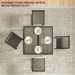 HOMCOM Dining Table and Chairs Set 2, Dining Room Sets, Rectangular Space Saving Table and 2 Chairs for Compact Kitchens, Steel Frame, Grey - thumbnail 7