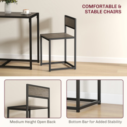 HOMCOM Dining Table and Chairs Set 2, Dining Room Sets, Rectangular Space Saving Table and 2 Chairs for Compact Kitchens, Steel Frame, Grey - thumbnail 6