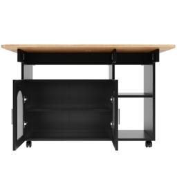 Mobile Kitchen Island with Folding Dining Tops and Storage, Multifunctional Dining Trolley for Modern Home, 120L x 30-70W x 79.5H cm, Black - Aosom UK - thumbnail 9