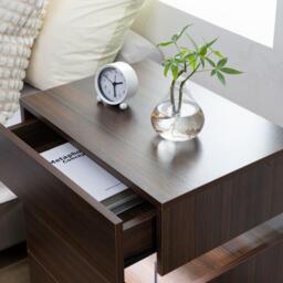 Modern Nightstand with Acrylic Board and 3 Slide Drawers, Bedside Table Cabinet with Multi-Colour LED Light, 50L x 37.5W x 60H cm, Walnut - Aosom.UK - thumbnail 5