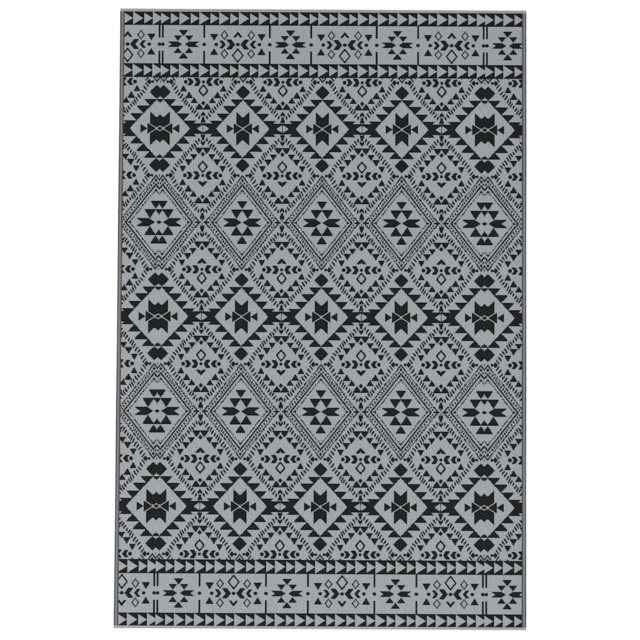 Outsunny Reversible RV Outdoor Rug, Plastic Straw, with Carry Bag, 182 x 274cm, Black and Grey - Aosom UK - image 1