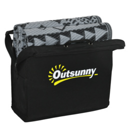 Outsunny Reversible RV Outdoor Rug, Plastic Straw, with Carry Bag, 182 x 274cm, Black and Grey - Aosom UK - thumbnail 9