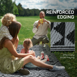 Outsunny Reversible RV Outdoor Rug, Plastic Straw, with Carry Bag, 182 x 274cm, Black and Grey - Aosom UK - thumbnail 8