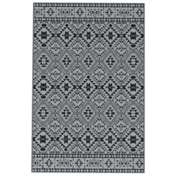 Outsunny Reversible RV Outdoor Rug, Plastic Straw, with Carry Bag, 182 x 274cm, Black and Grey - Aosom UK