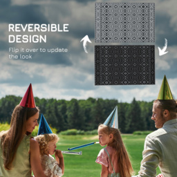 Outsunny Reversible RV Outdoor Rug, Plastic Straw, with Carry Bag, 182 x 274cm, Black and Grey - Aosom UK - thumbnail 7