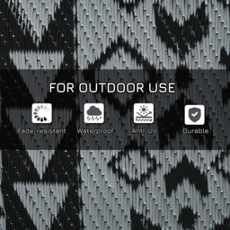 Outsunny Reversible RV Outdoor Rug, Plastic Straw, with Carry Bag, 182 x 274cm, Black and Grey - Aosom UK - thumbnail 6