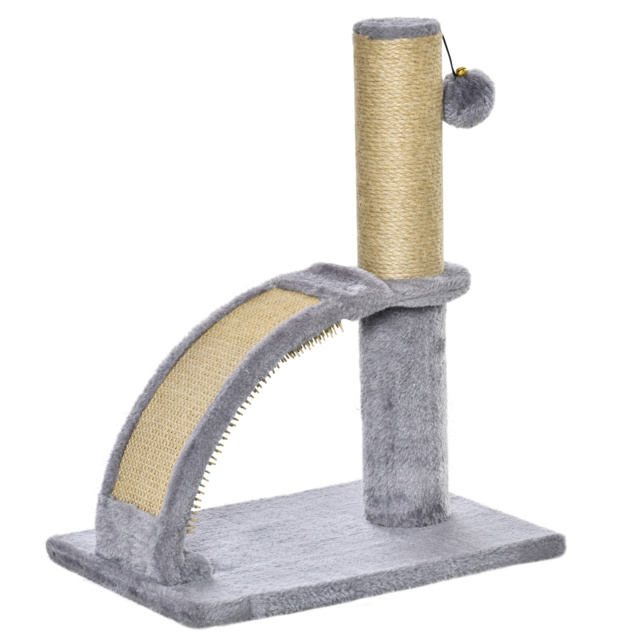 PawHut Cat Tree Tower, Indoor Climbing Activity Centre with Scratching Post, Massage Board, Hanging Toy, Grey - Aosom UK - image 1