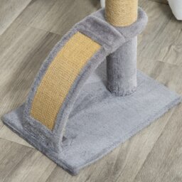 PawHut Cat Tree Tower, Indoor Climbing Activity Centre with Scratching Post, Massage Board, Hanging Toy, Grey - Aosom UK - thumbnail 9