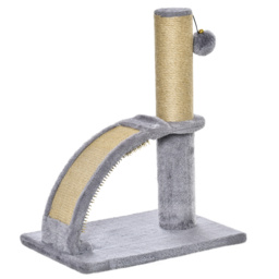 PawHut Cat Tree Tower, Indoor Climbing Activity Centre with Scratching Post, Massage Board, Hanging Toy, Grey - Aosom UK - thumbnail 1