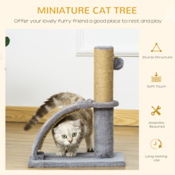 PawHut Cat Tree Tower, Indoor Climbing Activity Centre with Scratching Post, Massage Board, Hanging Toy, Grey - Aosom UK - thumbnail 4