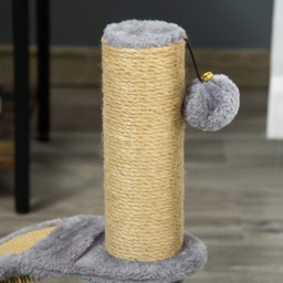 PawHut Cat Tree Tower, Indoor Climbing Activity Centre with Scratching Post, Massage Board, Hanging Toy, Grey - Aosom UK - thumbnail 8