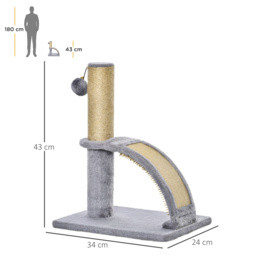 PawHut Cat Tree Tower, Indoor Climbing Activity Centre with Scratching Post, Massage Board, Hanging Toy, Grey - Aosom UK - thumbnail 3