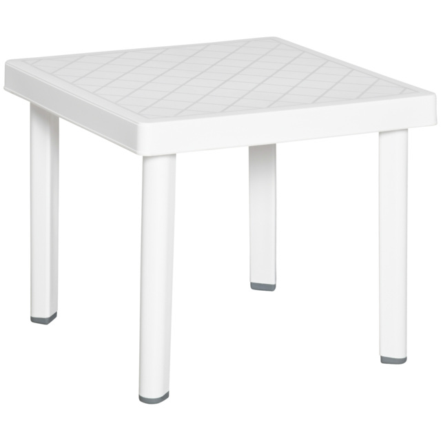 Outsunny Modern Outdoor Side Table, Square Garden Coffee End Table, Perfect for Drinks and Snacks, Stylish White - Aosom UK - image 1