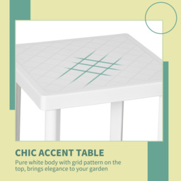 Outsunny Modern Outdoor Side Table, Square Garden Coffee End Table, Perfect for Drinks and Snacks, Stylish White - Aosom UK - thumbnail 4