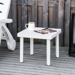 Outsunny Modern Outdoor Side Table, Square Garden Coffee End Table, Perfect for Drinks and Snacks, Stylish White - Aosom UK - thumbnail 2