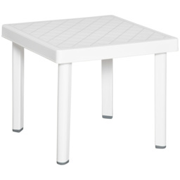 Outsunny Modern Outdoor Side Table, Square Garden Coffee End Table, Perfect for Drinks and Snacks, Stylish White - Aosom UK - thumbnail 1