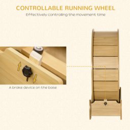 PawHut Cat Treadmill, Wooden Cat Exercise Wheel with Carpeted Runway, Cat Running Wheel, Cat Tree for Physical Activity, Natural Wood - Aosom UK - thumbnail 6