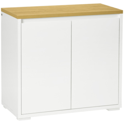 HOMCOM Stylish Storage: Kitchen Sideboard Cabinet with Double Doors & Adjustable Shelf, White Entryway Elegance - Aosom UK