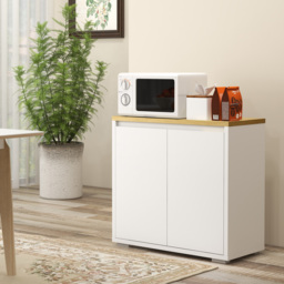 HOMCOM Stylish Storage: Kitchen Sideboard Cabinet with Double Doors & Adjustable Shelf, White Entryway Elegance - Aosom UK - thumbnail 2