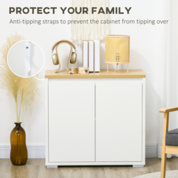 HOMCOM Stylish Storage: Kitchen Sideboard Cabinet with Double Doors & Adjustable Shelf, White Entryway Elegance - Aosom UK - thumbnail 7