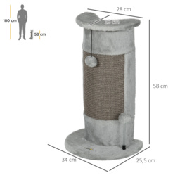 PawHut Corner Wall Cat Scratching Post, 58cm Claw Scratcher with Plush Cover & Sisal Rope, Play Toy Balls, Grey - Aosom UK - thumbnail 3