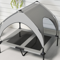 PawHut Cooling Elevated Pet Bed with Washable Breathable Mesh for Medium to Large Dogs, 91 x 76 x 89 cm, Light Grey - Aosom UK - thumbnail 8