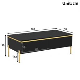 Spacious Coffee Table with 2 Hidden Drawers, Versatile Room Table for Italian-Style Rooms or Cream-Toned Spaces, 100L x 50W x 36H cm, Black - Aosom UK - thumbnail 3