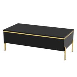 Spacious Coffee Table with 2 Hidden Drawers, Versatile Room Table for Italian-Style Rooms or Cream-Toned Spaces, 100L x 50W x 36H cm, Black - Aosom UK - thumbnail 2