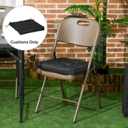 Outsunny Replacement Dining Chair Seat Pad, Garden Seat Cushion with Ties, 40 x 40cm, Black - Aosom UK - thumbnail 2