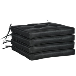 Outsunny Replacement Dining Chair Seat Pad, Garden Seat Cushion with Ties, 40 x 40cm, Black - Aosom UK - thumbnail 1