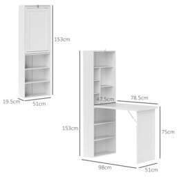 HOMCOM Fold Out Desk with Shelf & Writing Board Folding Office Desk Space-saving Design for Small Rooms or Multipurpose Corners, White - Aosom UK - thumbnail 3