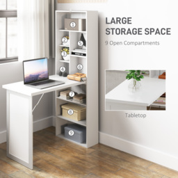 HOMCOM Fold Out Desk with Shelf & Writing Board Folding Office Desk Space-saving Design for Small Rooms or Multipurpose Corners, White - Aosom UK - thumbnail 5