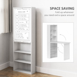 HOMCOM Fold Out Desk with Shelf & Writing Board Folding Office Desk Space-saving Design for Small Rooms or Multipurpose Corners, White - Aosom UK - thumbnail 4