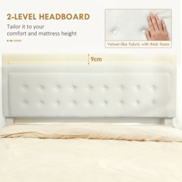HOMCOM King Size Ottoman Bed Frame, with Front Drawer - Cream - thumbnail 5