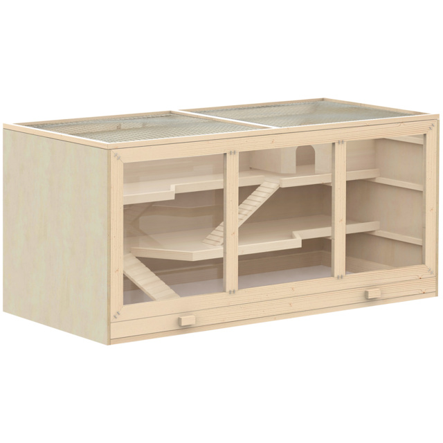 PawHut Wooden Hamster Cage Mouse Rats Mice Rodent Small Animals Hutch Exercise Play House Pen 115L x 60W x 58H(cm) - Aosom UK - image 1