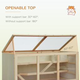 PawHut Wooden Hamster Cage Mouse Rats Mice Rodent Small Animals Hutch Exercise Play House Pen 115L x 60W x 58H(cm) - Aosom UK - thumbnail 5